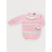 Sardon Baby Girl Pale Pink Knitted Top and Shorts